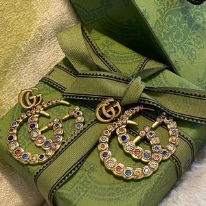 Real Pre owned Gucci multi colored stones GG earrings. Excellent condition.
